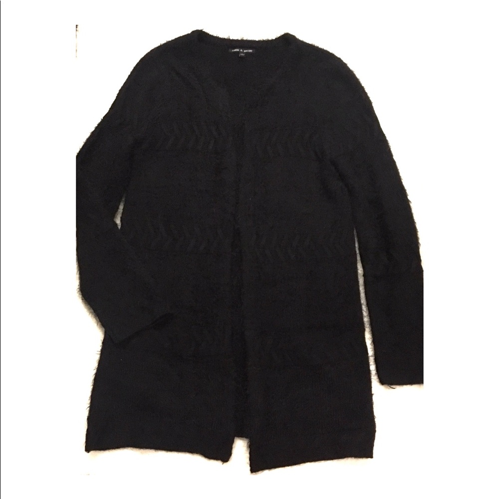 Cable & Gauge Black Fuzzy Open Front Cardigan M